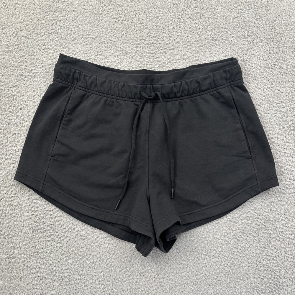Lululemon Inner Glow Shorts High Rise 3" Terry Black Athleisure Lounge Women 12